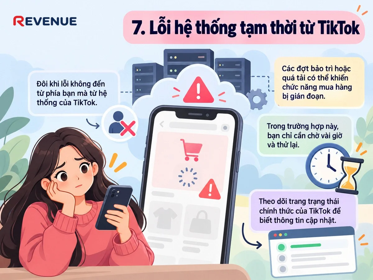 7. Lỗi hệ thống tạm thời từ TikTok
