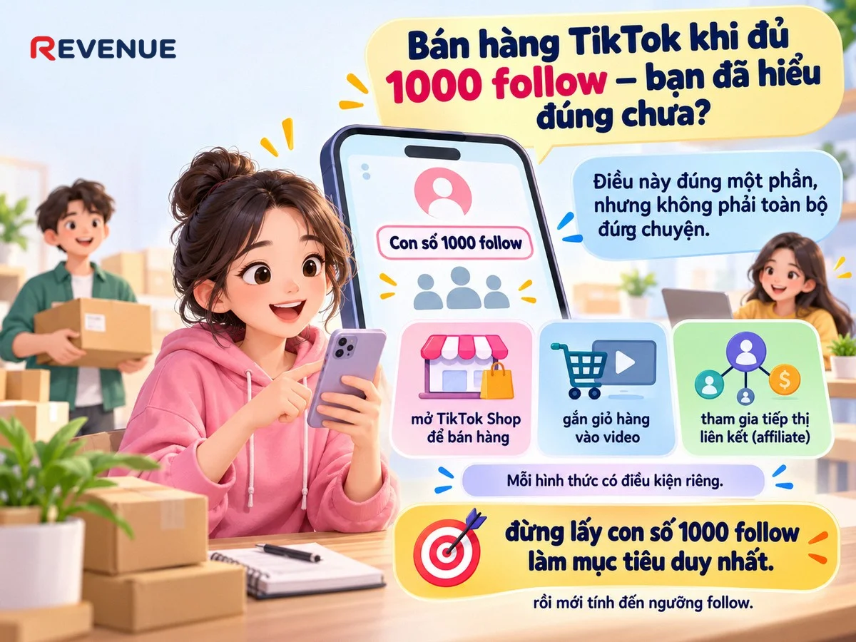 Bán hàng TikTok khi đủ 1000 follow – bạn đã hiểu đúng chưa, khi 1000 follow chỉ là ngưỡng mở giỏ hàng ở một số thị trường