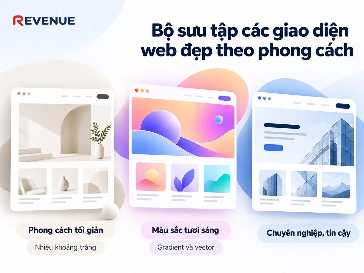 Bộ sưu tập các giao diện web đẹp theo phong cách tối giản, nhiều màu sắc và chuyên nghiệp