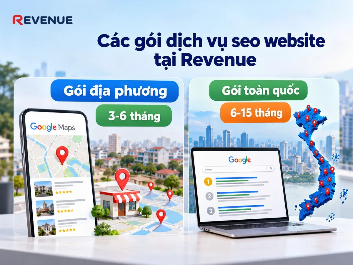 Các gói dịch vụ seo website tại Revenue với Gói địa phương và Gói toàn quốc