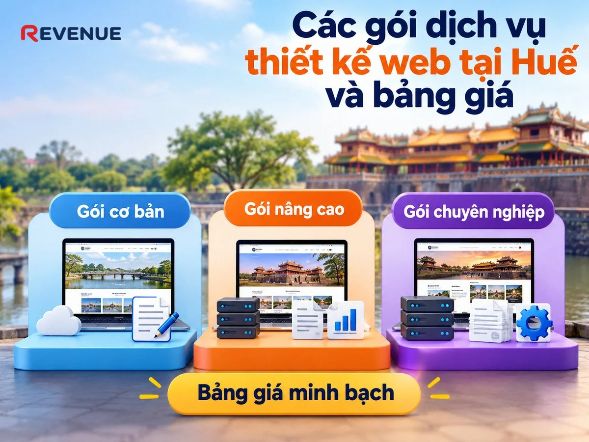 Các gói dịch vụ thiết kế web tại Huế và bảng giá với gói cơ bản 2.000.000đ