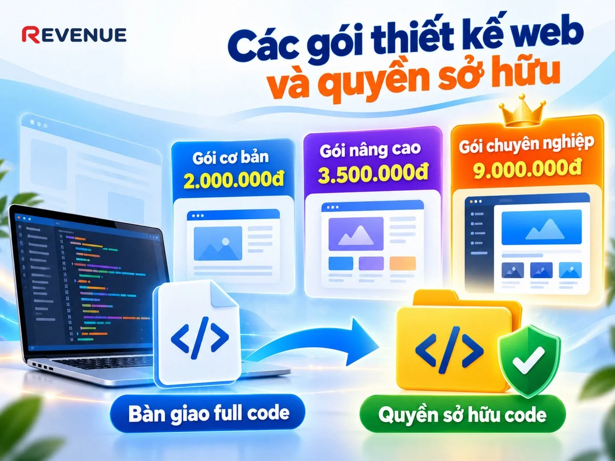 Các gói thiết kế web và quyền sở hữu với ba lựa chọn phù hợp nhu cầu và ngân sách