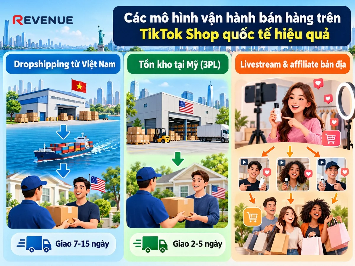 Các mô hình vận hành bán hàng trên TikTok Shop quốc tế hiệu quả cho SME với chi phí, tốc độ và mức độ kiểm soát khác nhau