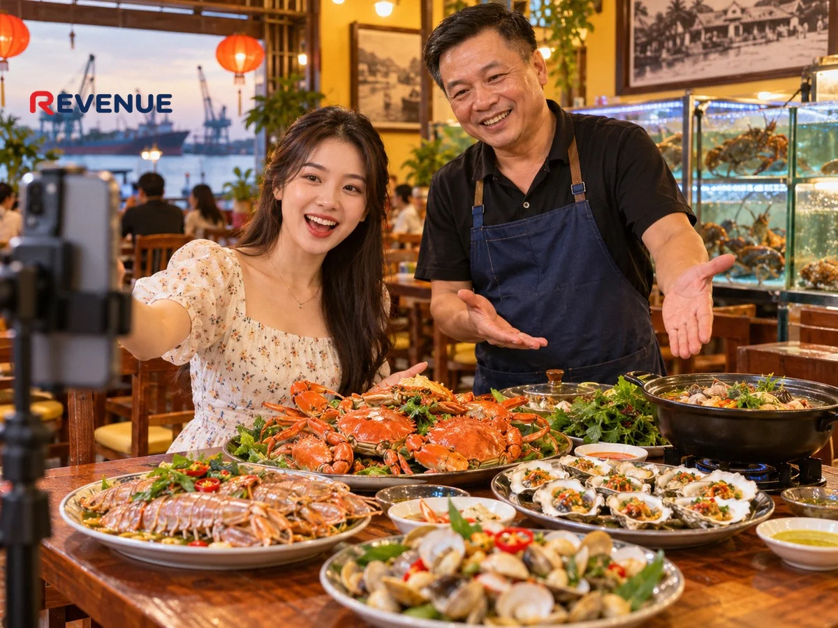 KOC Hải Phòng quay review món hải sản tươi trong quán ấm cúng cùng chủ quán