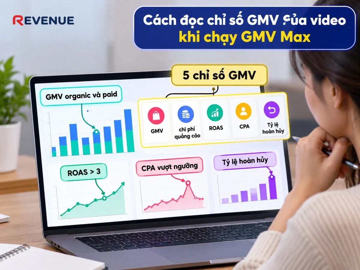 Cách đọc chỉ số GMV của video khi chạy GMV Max cần tập trung vào 5 chỉ số chính