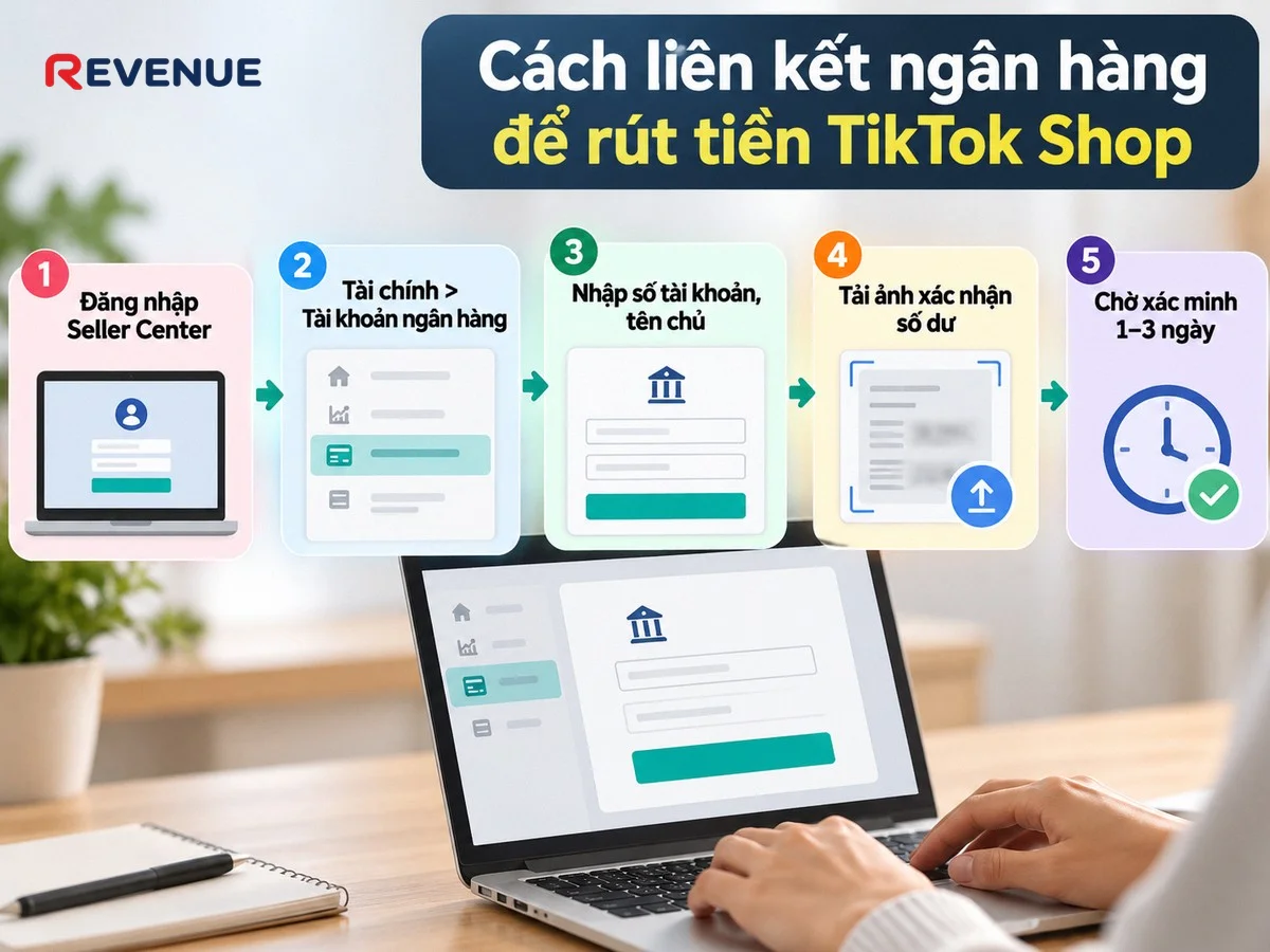 Cách liên kết ngân hàng để rút tiền TikTok Shop qua Seller Center