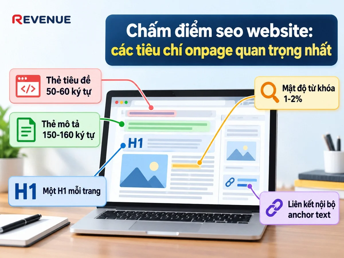 Chấm điểm seo website: các tiêu chí onpage quan trọng nhất gồm thẻ tiêu đề và thẻ mô tả