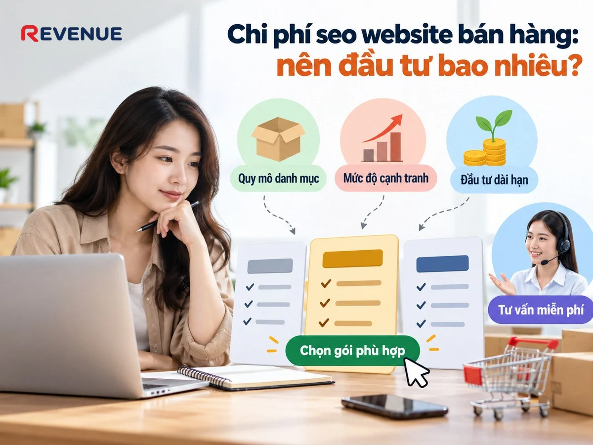 Chi phí seo website bán hàng: nên đầu tư bao nhiêu phụ thuộc quy mô danh mục