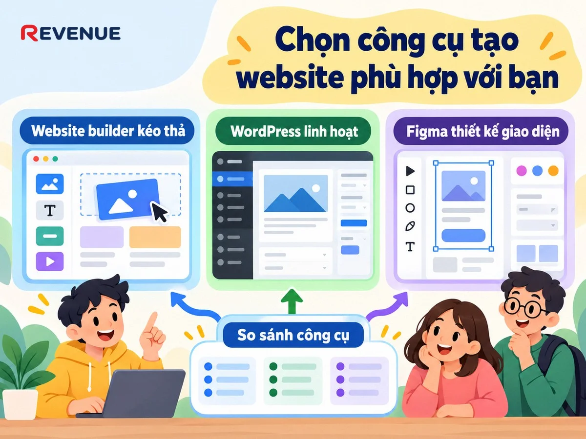 Chọn công cụ tạo website phù hợp với bạn với website builder kéo thả