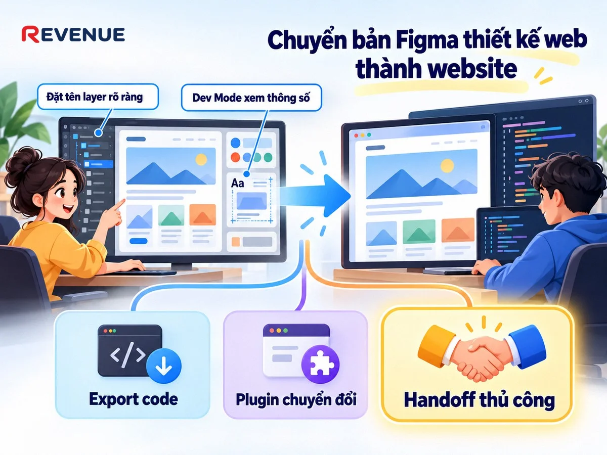 Chuyển bản Figma thiết kế web thành website qua handoff thủ công cho developer
