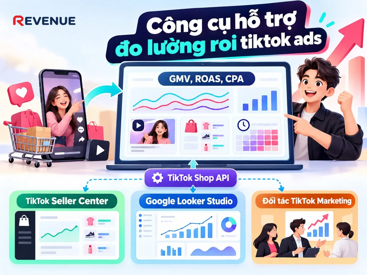 Công cụ hỗ trợ đo lường roi tiktok ads với TikTok Seller Center xem GMV, ROAS, CPA