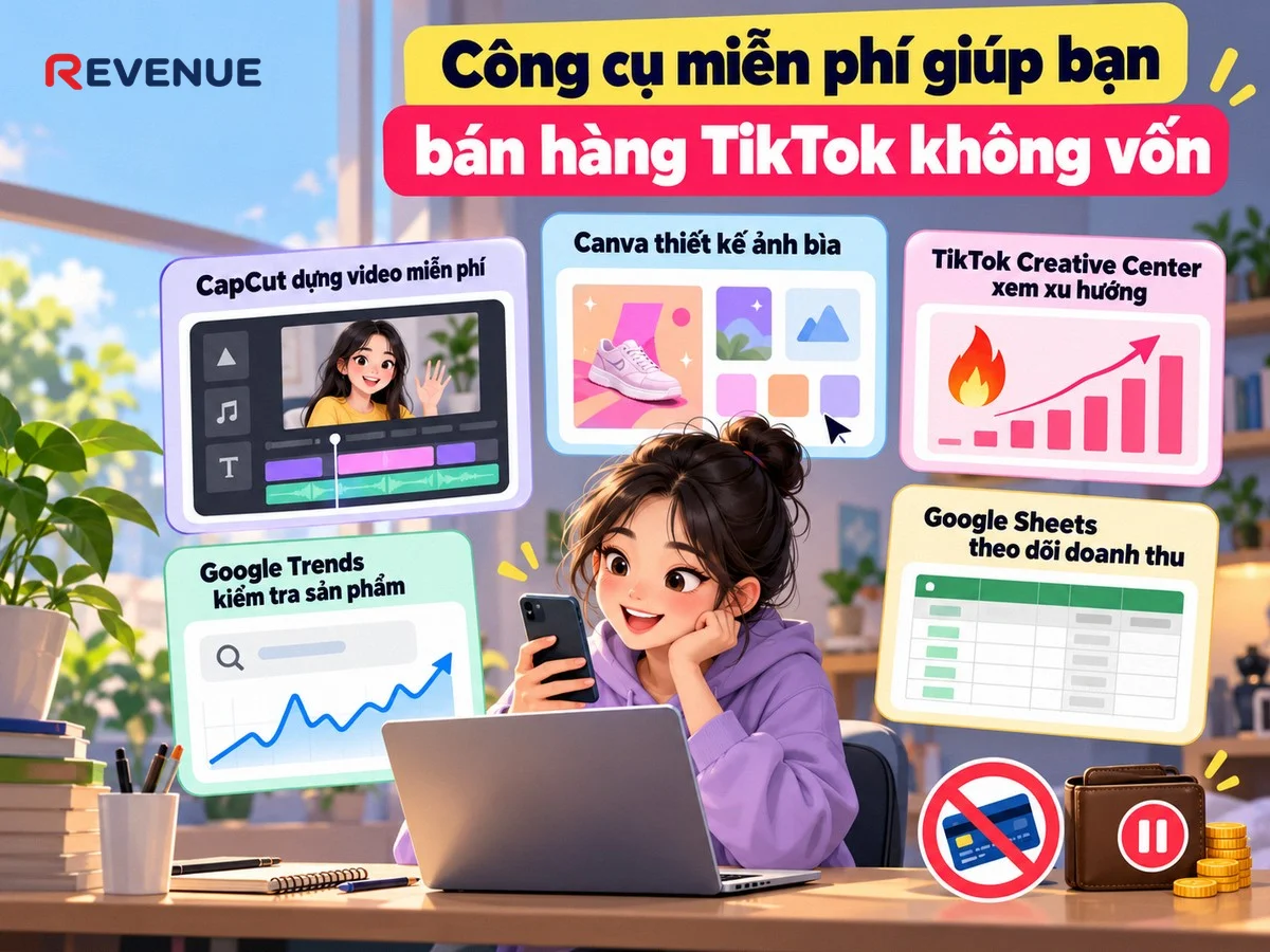 Công cụ miễn phí giúp bạn bán hàng TikTok không vốn với CapCut, Canva và TikTok Creative Center
