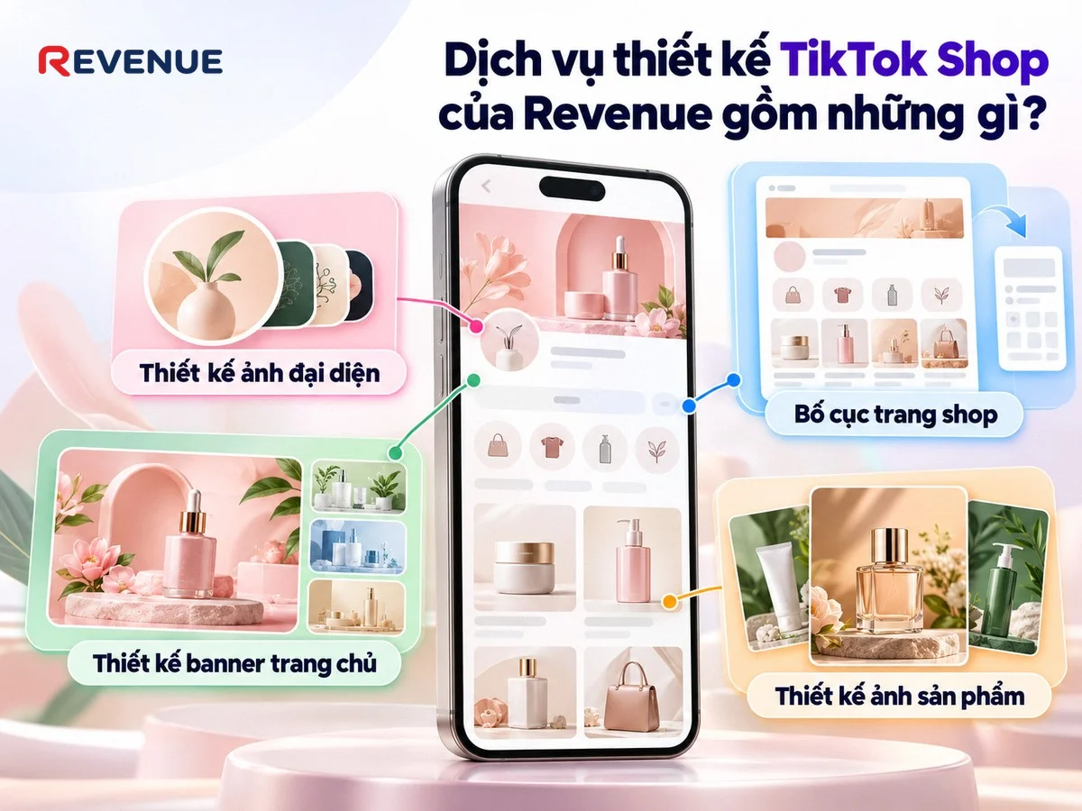 Dịch vụ thiết kế TikTok Shop của Revenue gồm những gì? Bao gồm thiết kế ảnh đại diện, banner và bố cục trang shop
