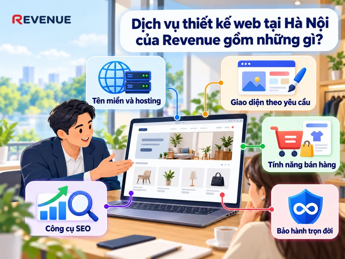 Dịch vụ thiết kế web tại Hà Nội của Revenue gồm những gì? Gói trọn gói từ A đến Z