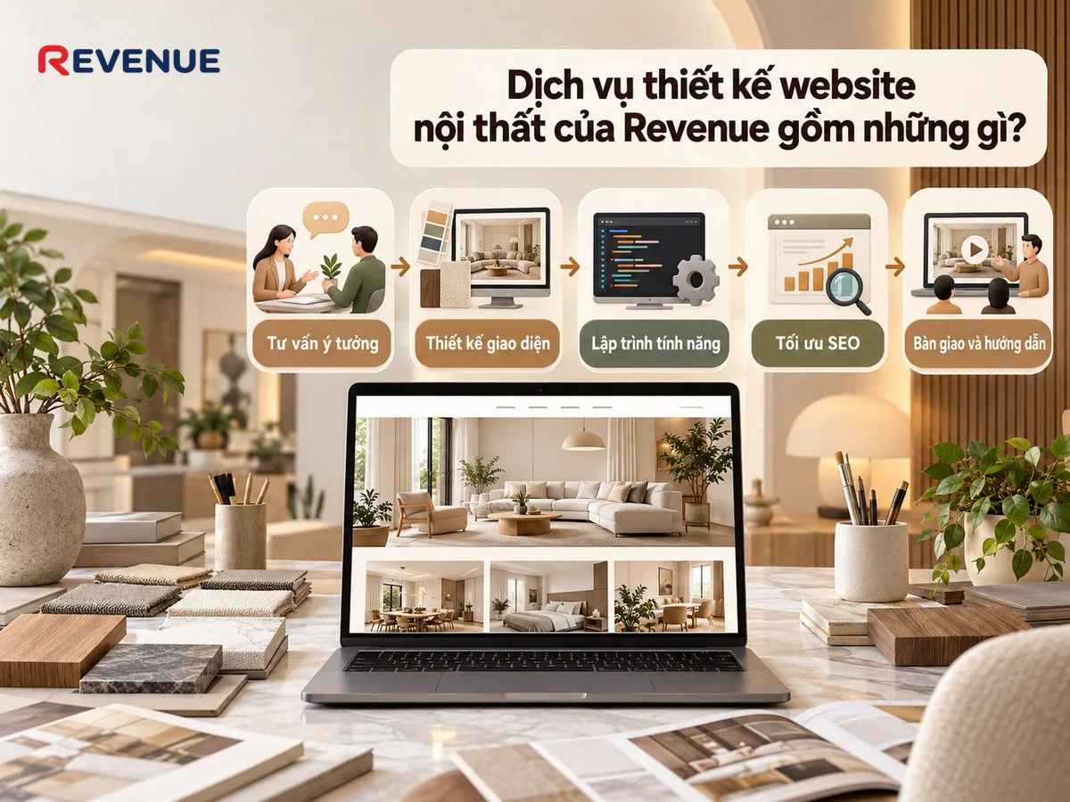 Dịch vụ thiết kế website nội thất của Revenue gồm những gì với quy trình trọn gói từ tư vấn đến bàn giao