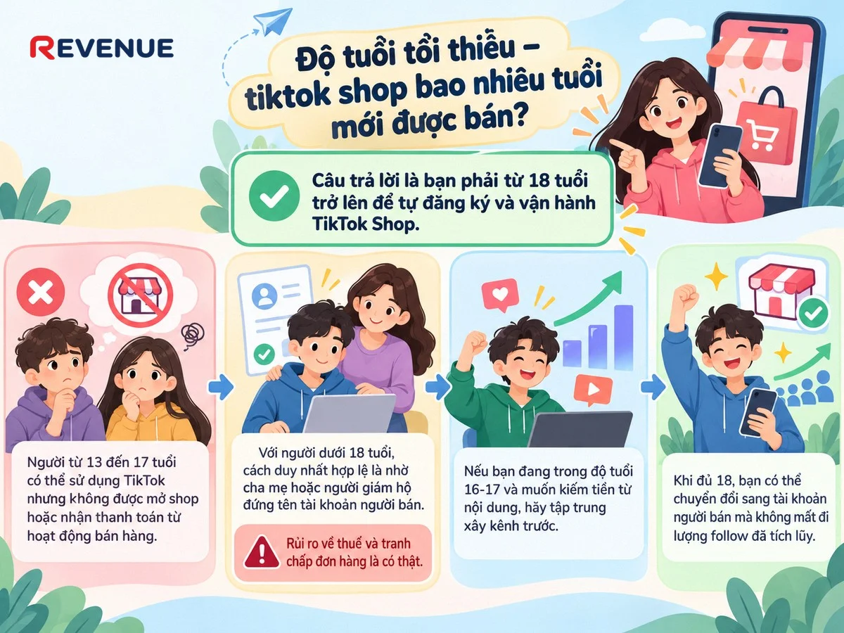 Độ tuổi tối thiểu – tiktok shop bao nhiêu tuổi mới được bán khi bạn phải từ 18 tuổi trở lên