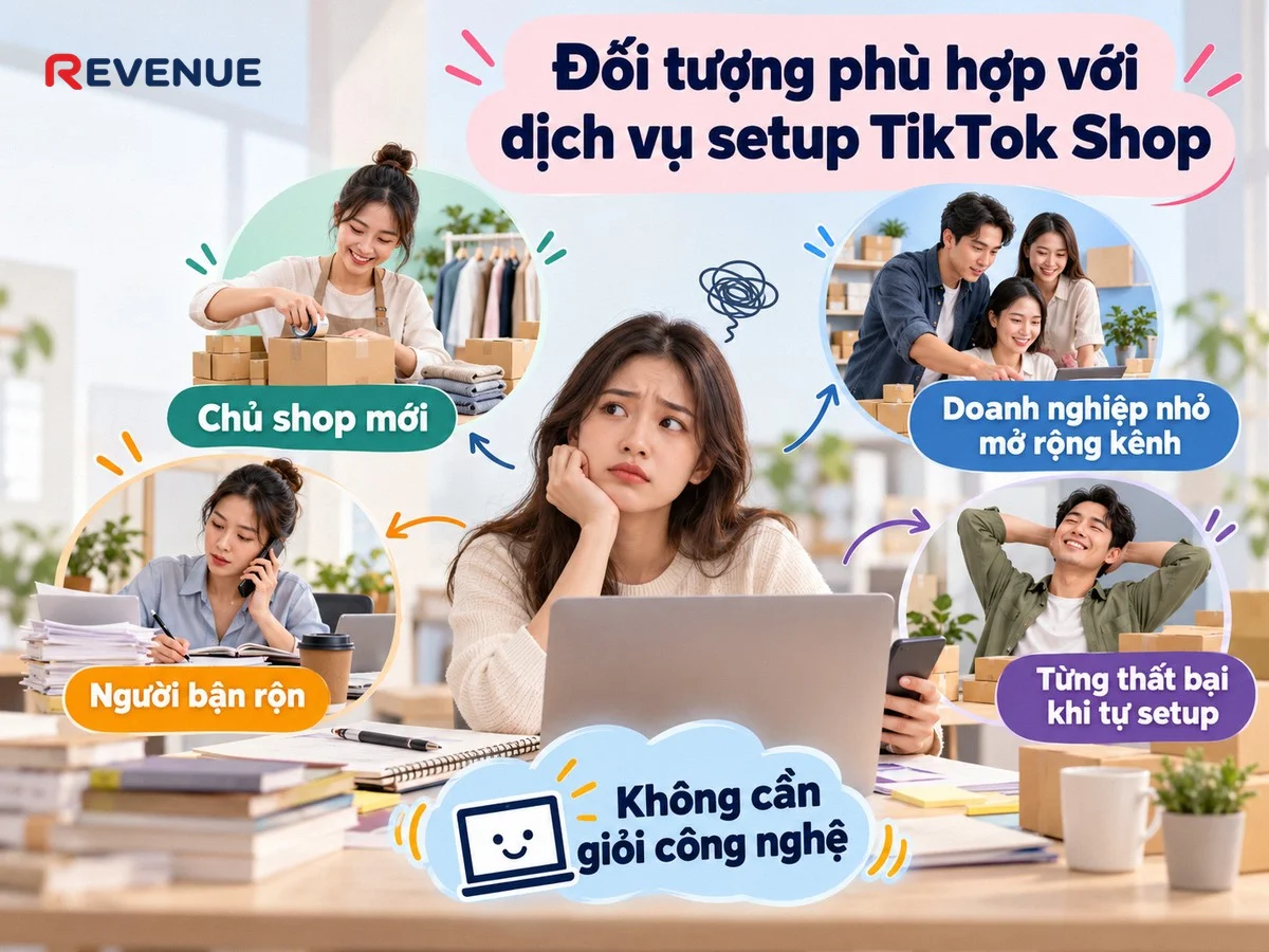 Đối tượng phù hợp với dịch vụ setup TikTok Shop cho người bận rộn và chủ shop mới