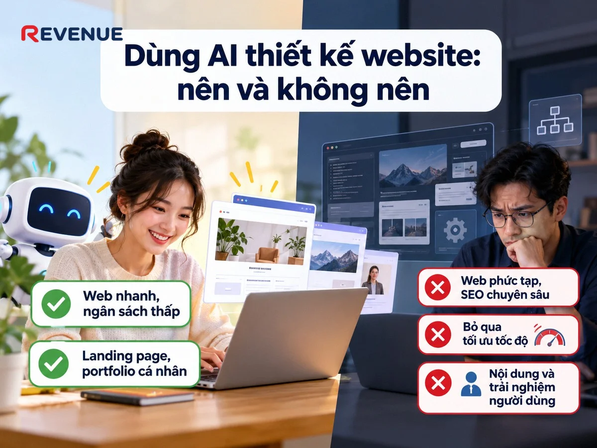 Dùng AI thiết kế website: nên và không nên cho người cần web nhanh, ngân sách thấp