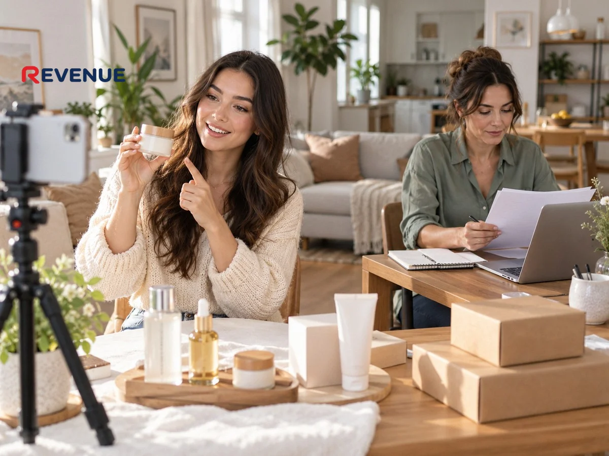 KOC trẻ quay video review sản phẩm, chủ shop kiểm tra giấy tờ trong căn hộ sáng
