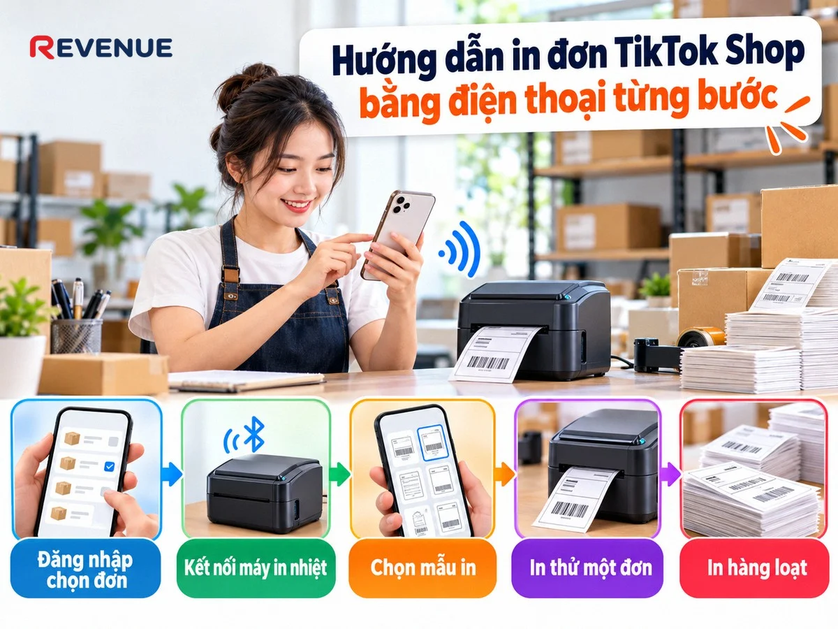Hướng dẫn in đơn TikTok Shop bằng điện thoại từng bước với 5 bước chính