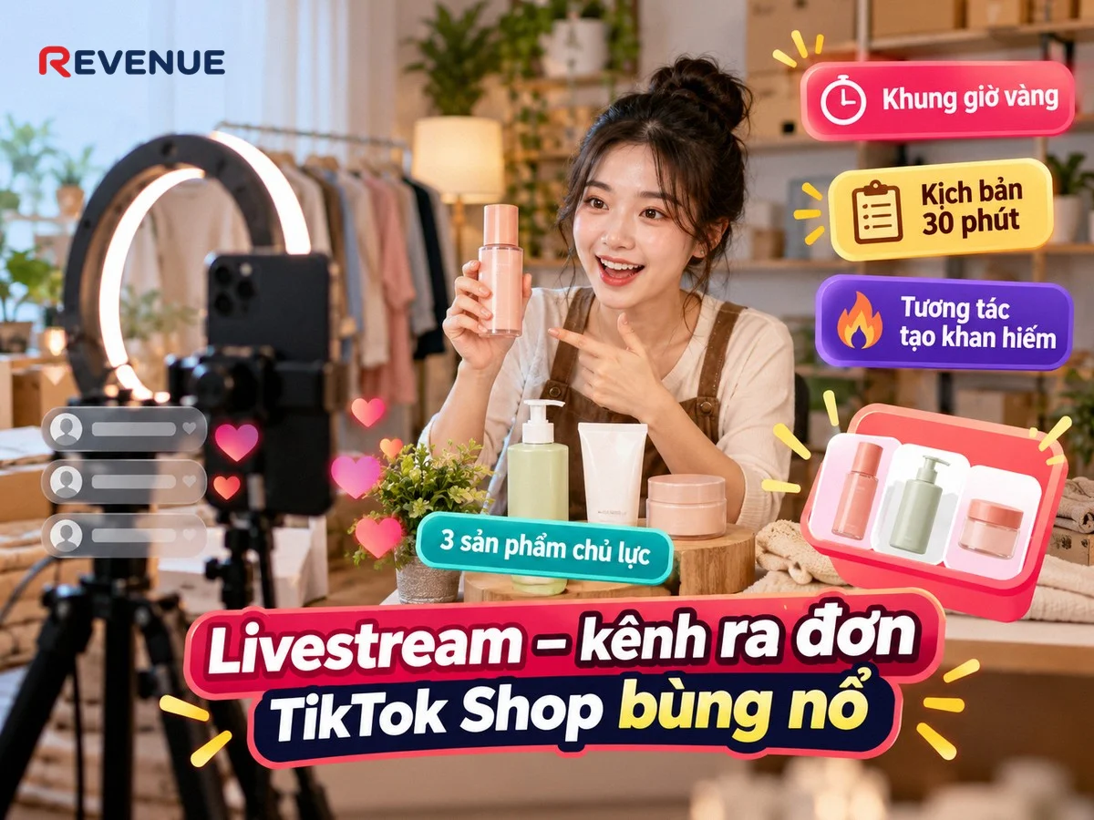 Livestream – kênh ra đơn TikTok Shop bùng nổ nhờ kịch bản 30 phút và 3 sản phẩm chủ lực
