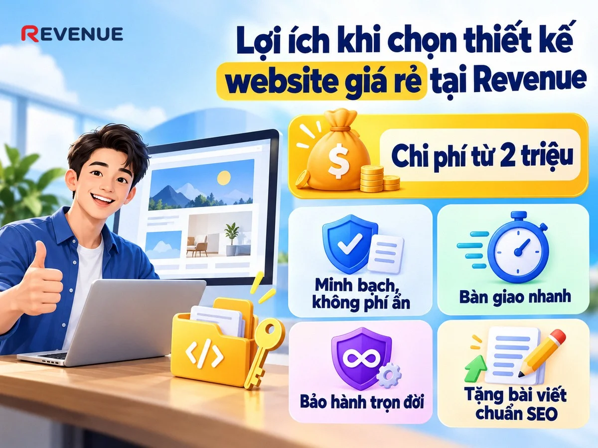 Lợi ích khi chọn thiết kế website giá rẻ tại Revenue với chi phí chỉ từ 2 triệu, minh bạch