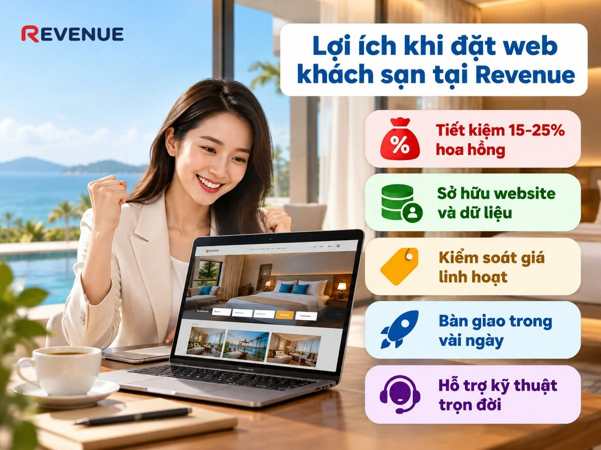 Lợi ích khi đặt web khách sạn tại Revenue giúp tiết kiệm chi phí hoa hồng OTA