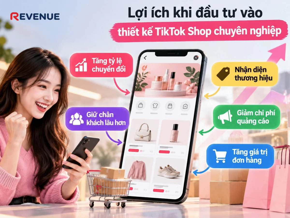 Lợi ích khi đầu tư vào thiết kế TikTok Shop chuyên nghiệp giúp tăng tỷ lệ chuyển đổi rõ rệt