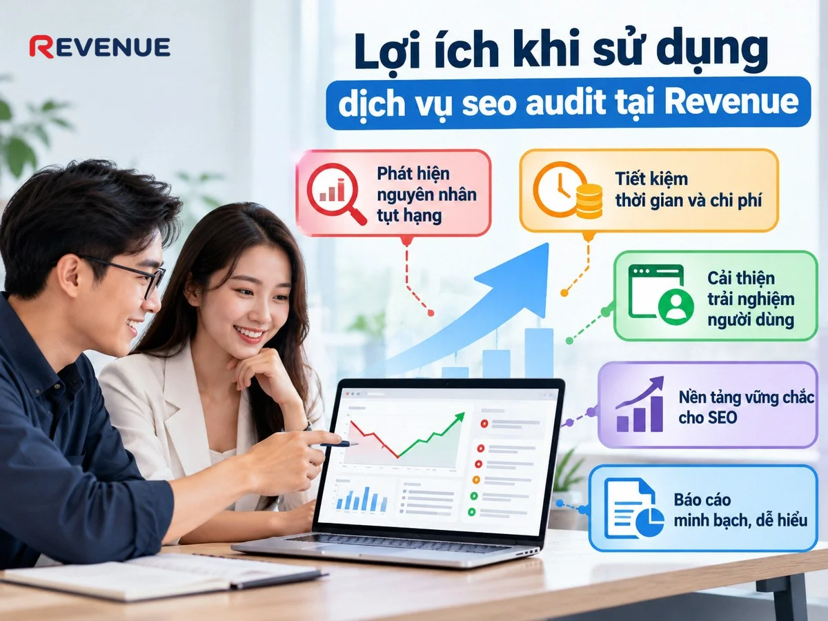Lợi ích khi sử dụng dịch vụ seo audit tại Revenue giúp bạn nhận được giá trị thiết thực, không chỉ là báo cáo dày cộp