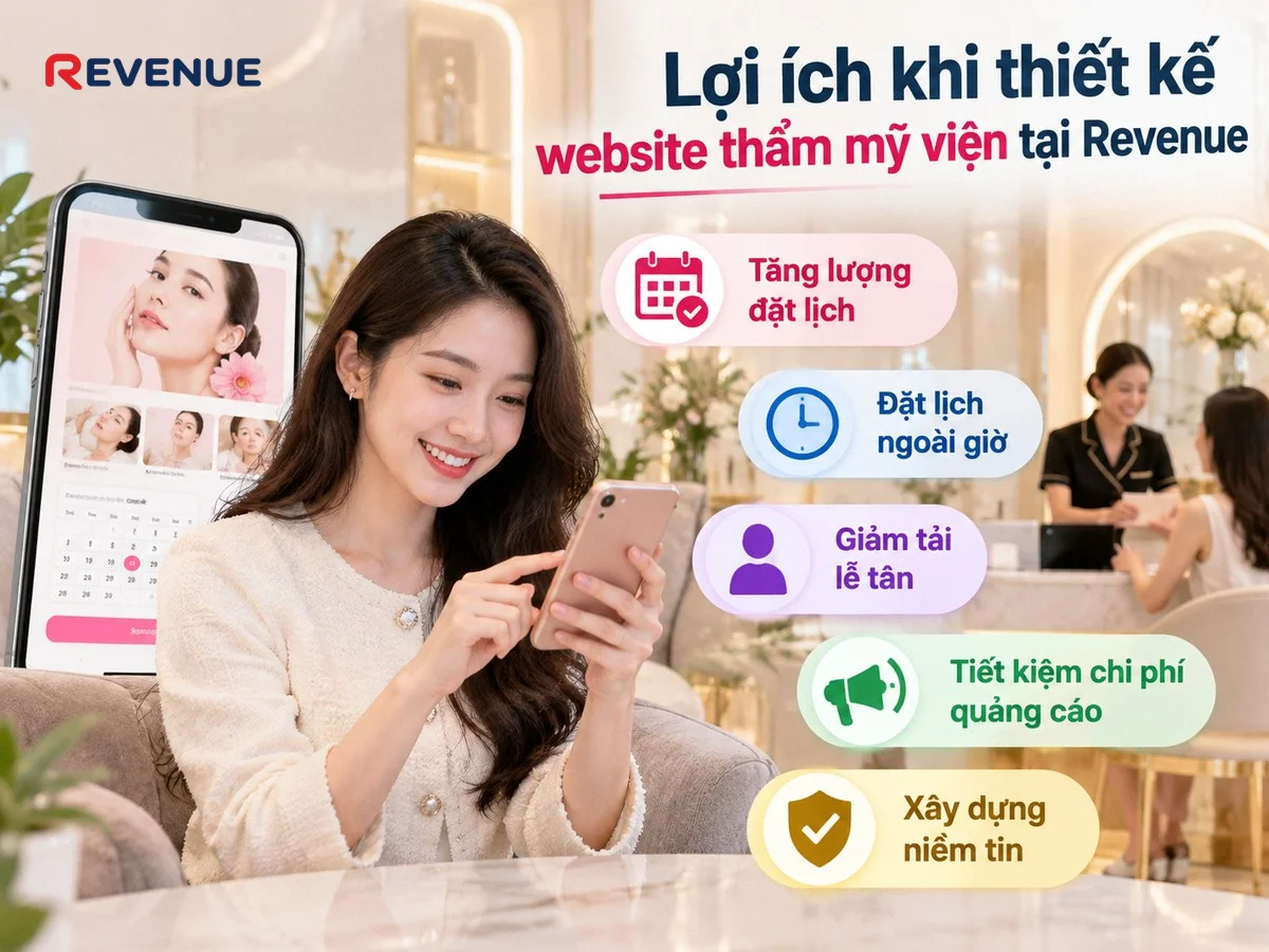 Lợi ích khi thiết kế website thẩm mỹ viện tại Revenue giúp tăng lượng đặt lịch mọi lúc
