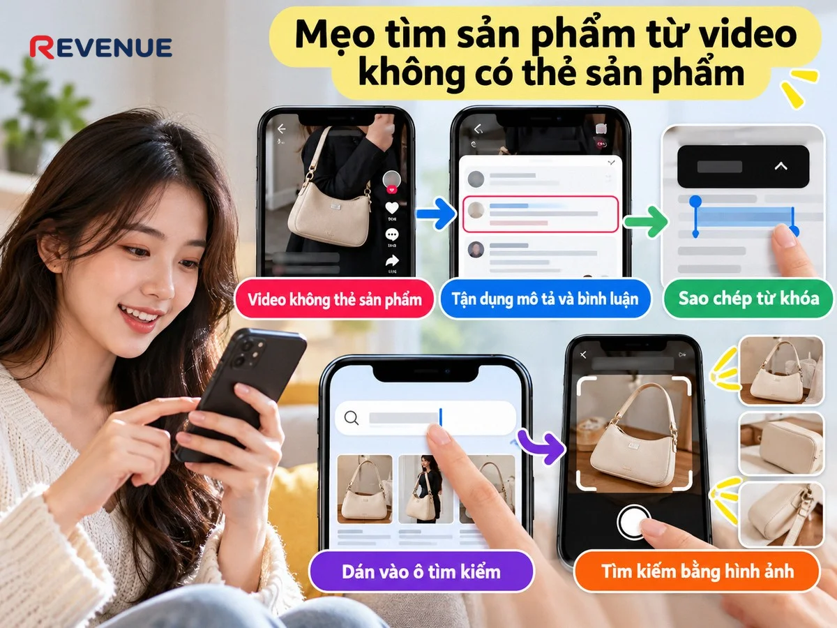Mẹo tìm sản phẩm từ video không có thẻ sản phẩm: tận dụng mô tả video và bình luận
