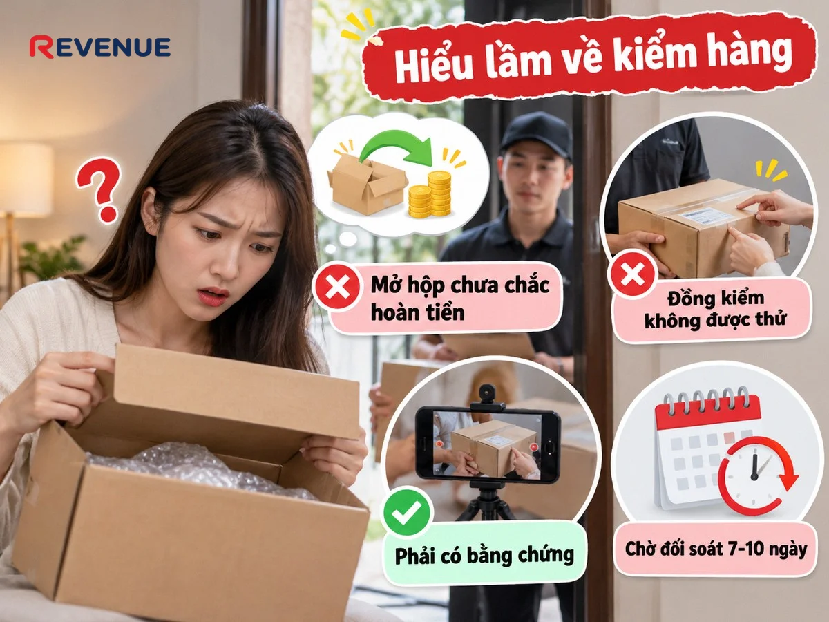 Những hiểu lầm phổ biến về kiểm hàng trên TikTok Shop khiến người mua nghĩ cứ mở hộp là được hoàn tiền ngay