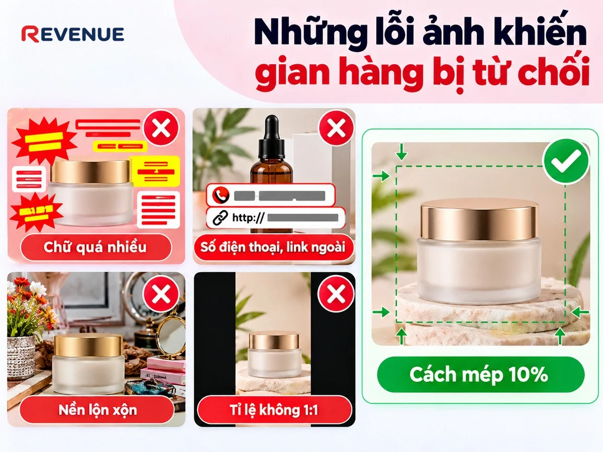 Những lỗi ảnh khiến gian hàng bị từ chối vì hệ thống kiểm duyệt tự động gắt