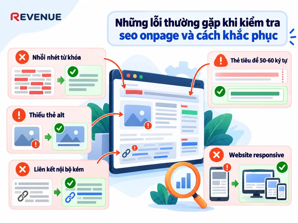 Những lỗi thường gặp khi kiểm tra seo onpage và cách khắc phục như nhồi nhét từ khóa