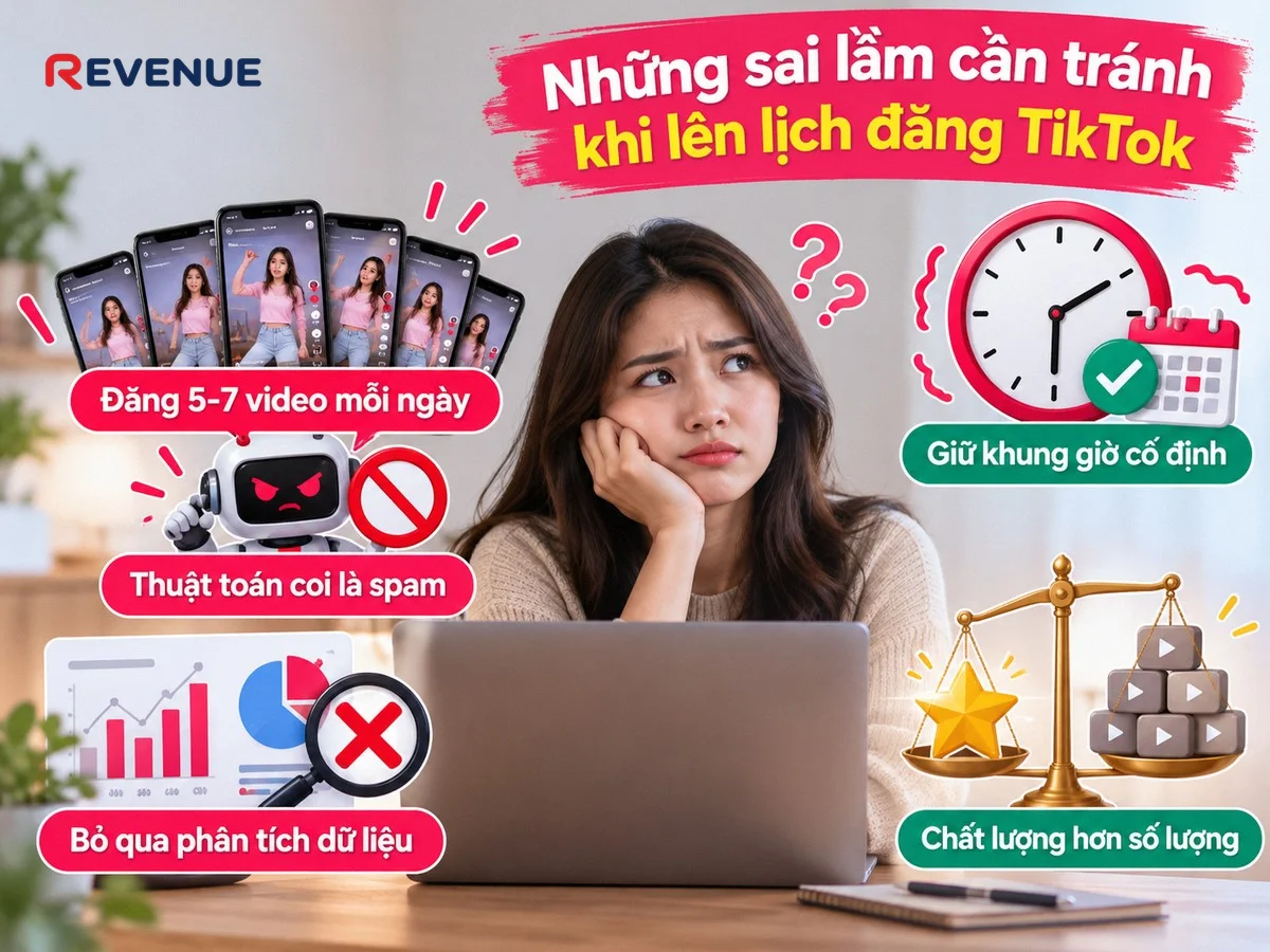 Những sai lầm cần tránh khi lên lịch đăng TikTok khiến công sức sản xuất video đổ sông đổ biển