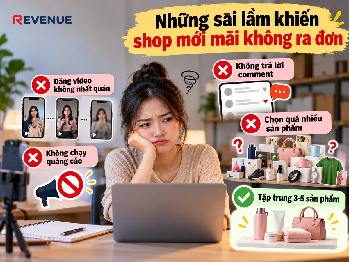 Những sai lầm khiến shop mới mãi không ra đơn: đăng video không nhất quán và không trả lời comment