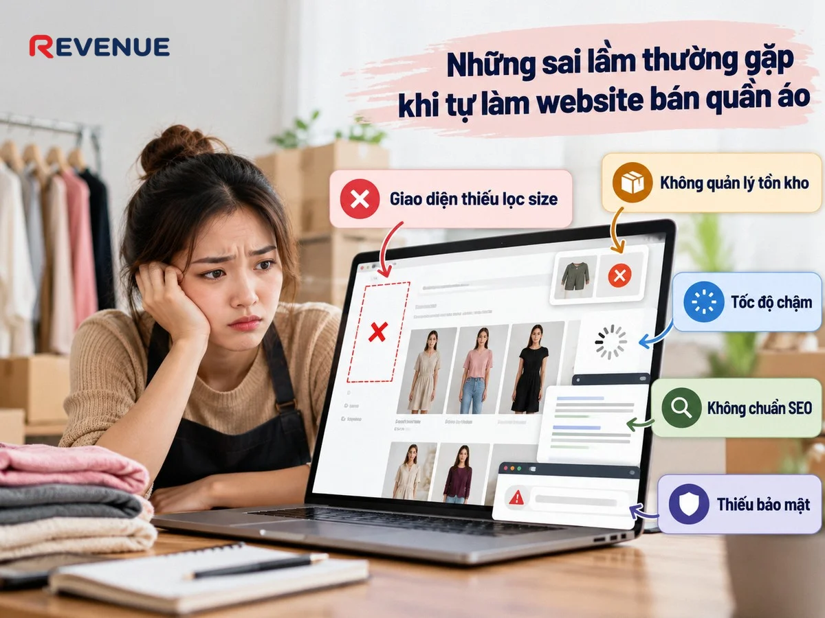 Những sai lầm thường gặp khi tự làm website bán quần áo do giao diện thiếu bộ lọc size, màu