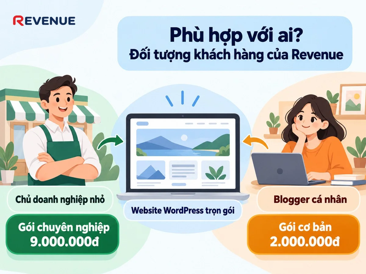 Phù hợp với ai? Đối tượng khách hàng của Revenue: chủ doanh nghiệp nhỏ và blogger
