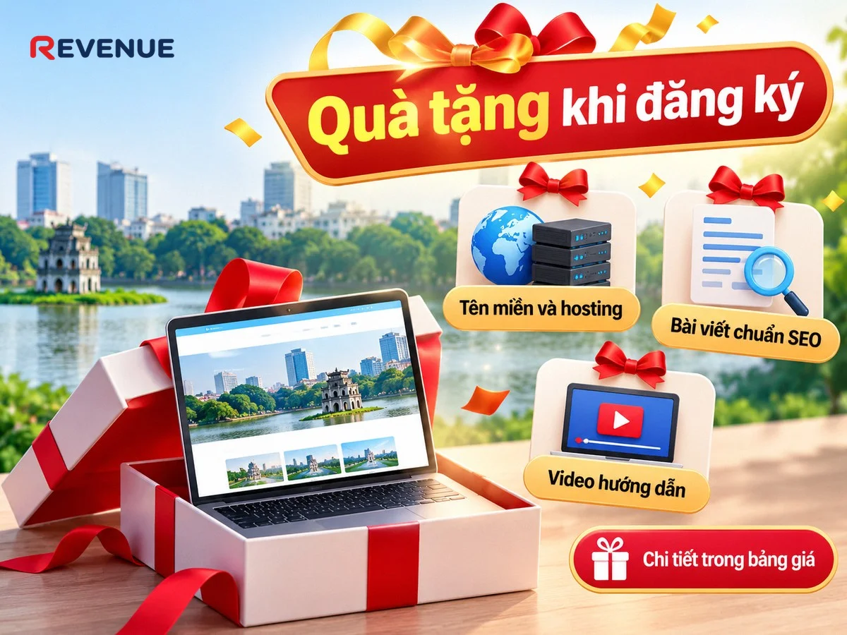 Quà tặng khi đăng ký thiết kế web tại Hà Nội gồm tên miền, hosting và bài viết chuẩn SEO