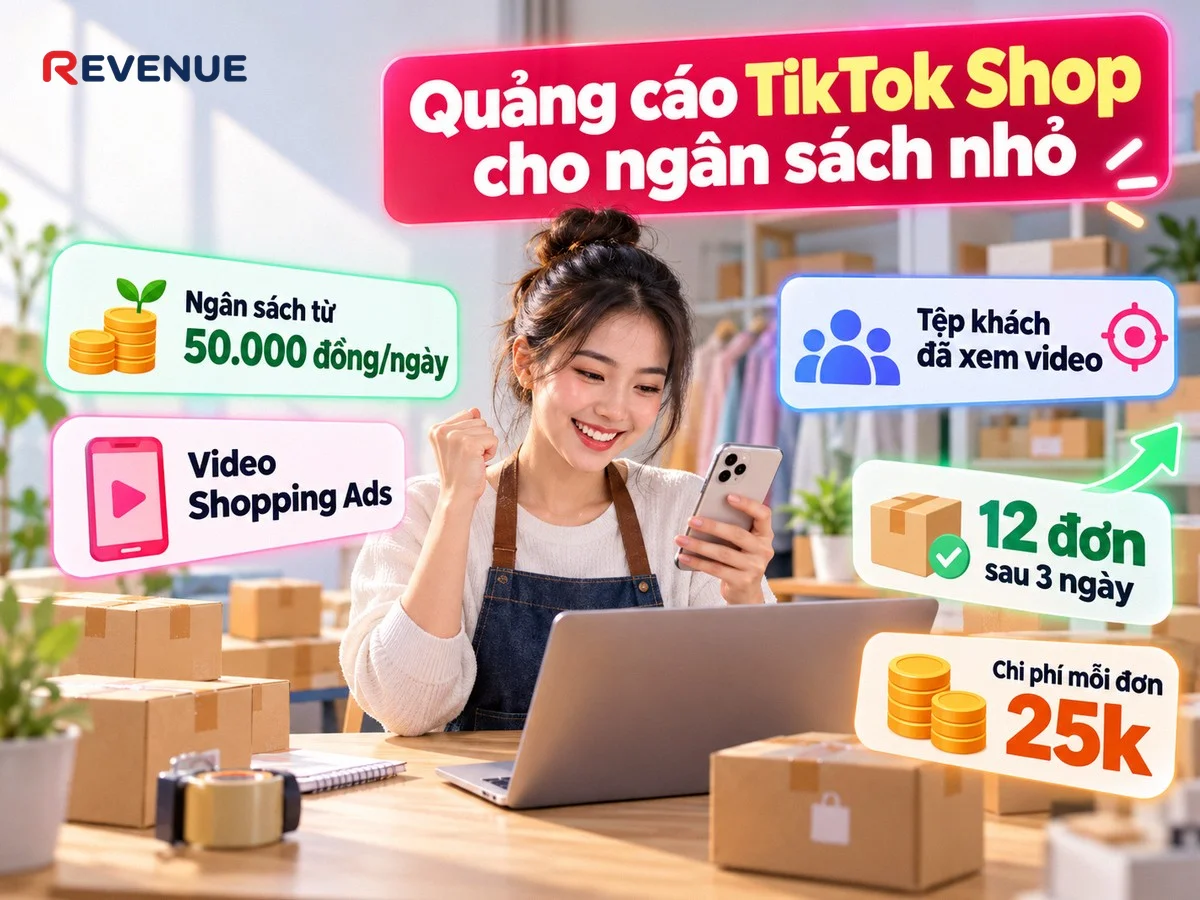 Quảng cáo TikTok Shop cho ngân sách nhỏ với mức tối thiểu 50.000 đồng mỗi ngày