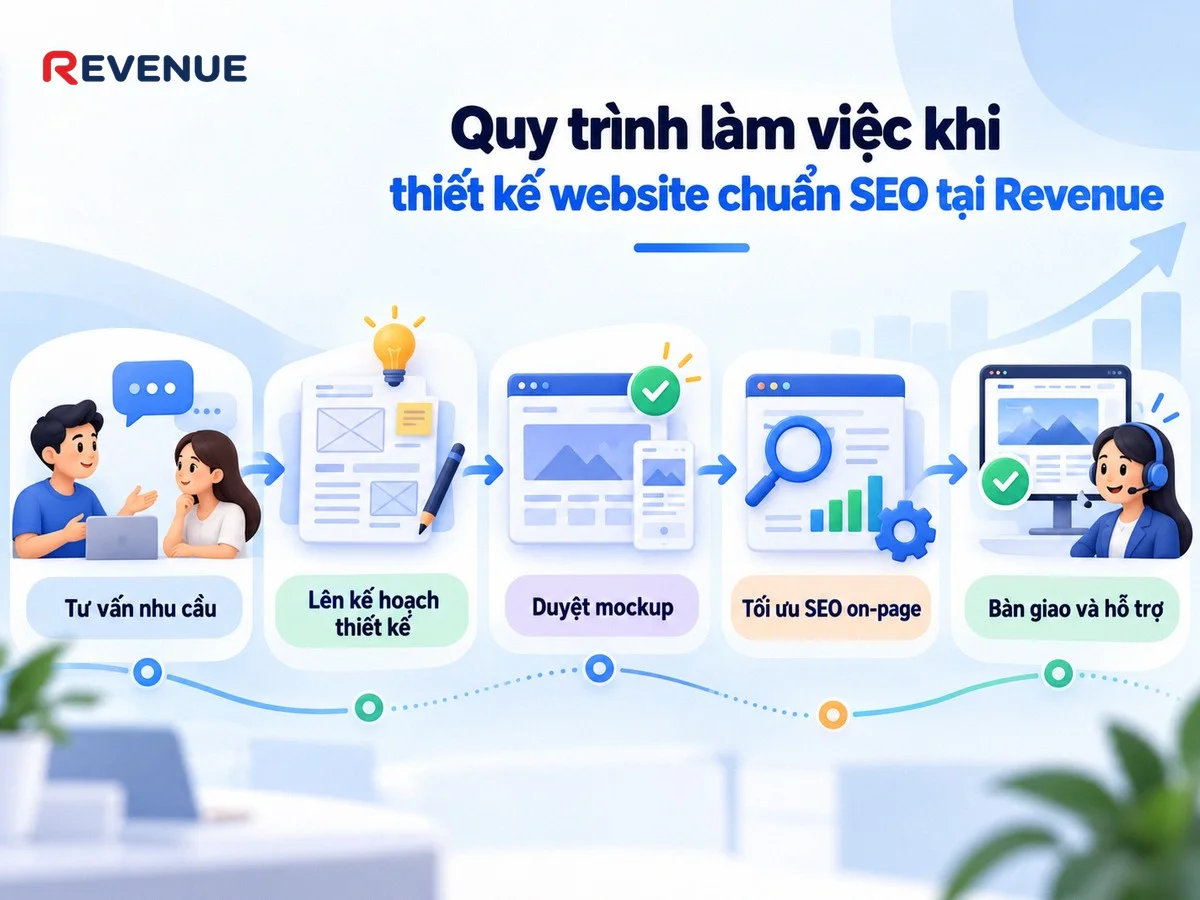Quy trình làm việc khi thiết kế website chuẩn SEO tại Revenue bắt đầu từ tư vấn nhu cầu