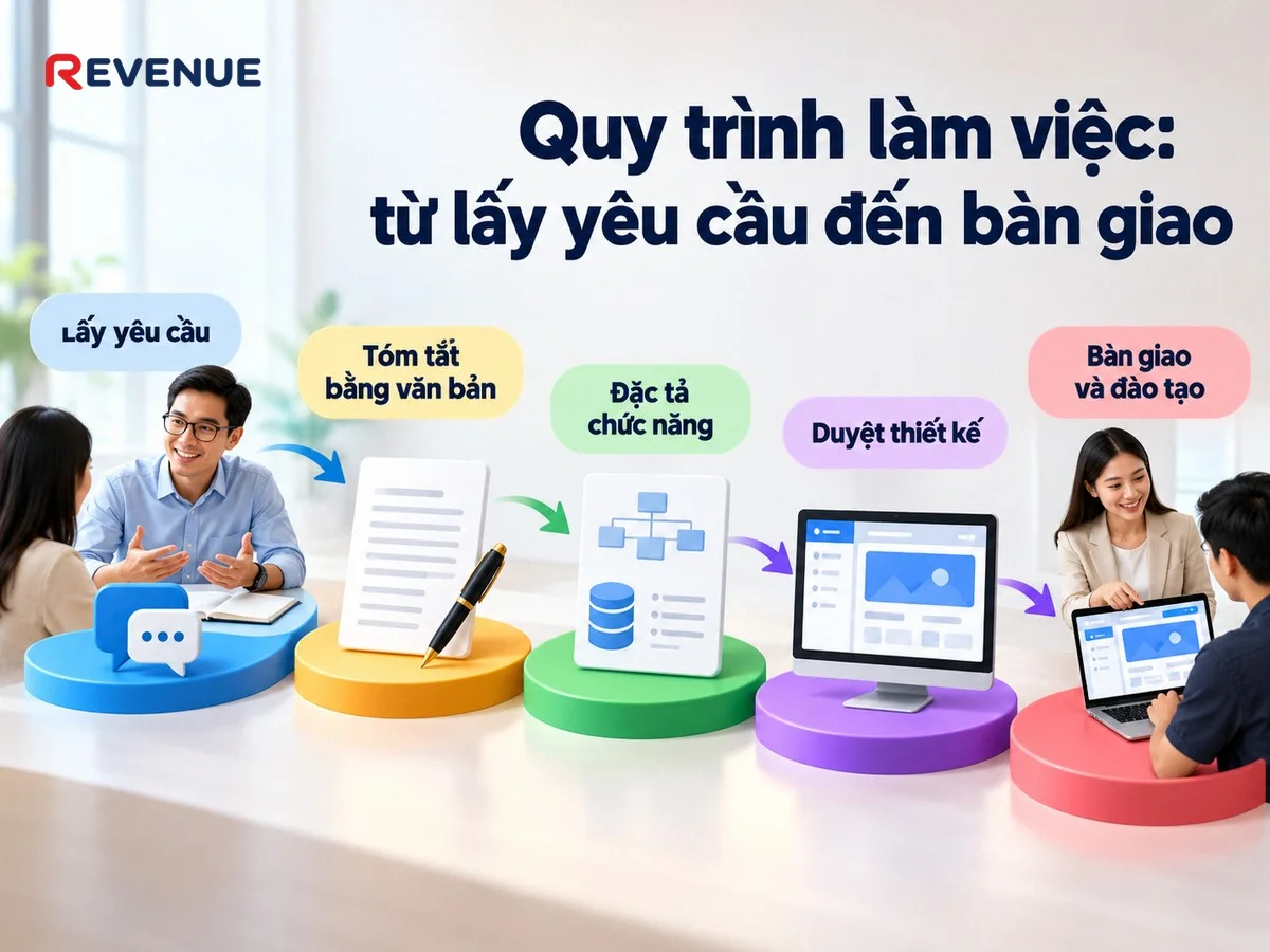 Quy trình làm việc: từ lấy yêu cầu đến bàn giao với đầu ra cụ thể từng bước