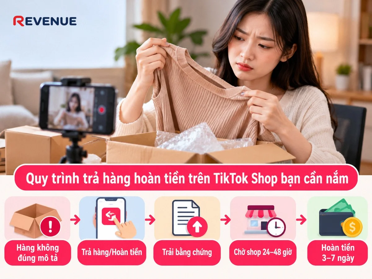 Quy trình trả hàng hoàn tiền trên TikTok Shop bạn cần nắm khi hàng không đúng mô tả