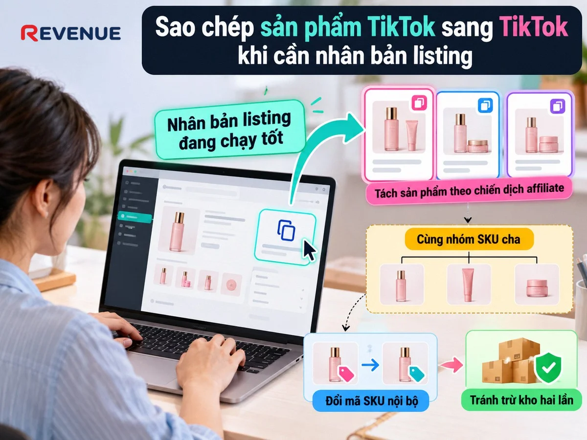 Sao chép sản phẩm TikTok sang TikTok khi cần nhân bản listing từ một listing đang chạy tốt