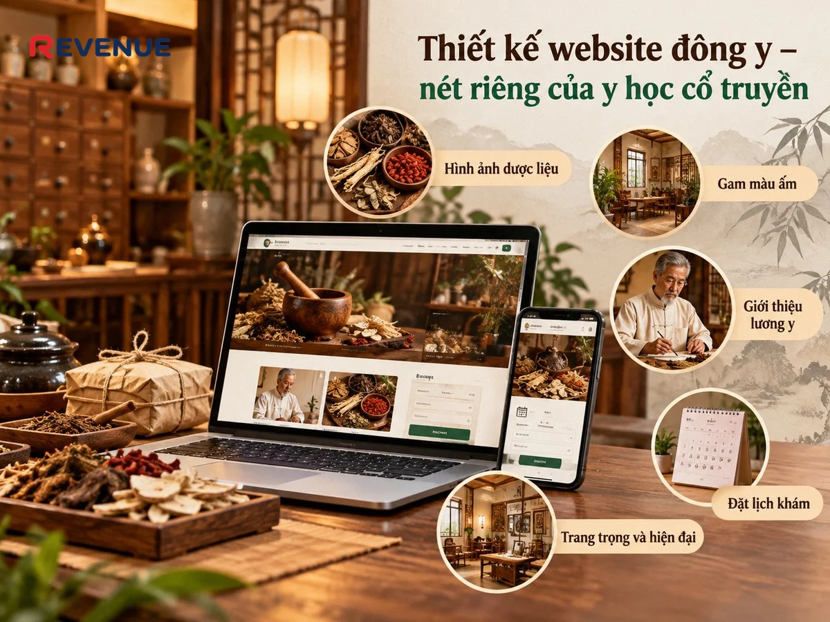Thiết kế website đông y – nét riêng của y học cổ truyền với gam màu ấm và hình ảnh dược liệu