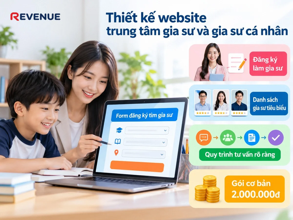 Thiết kế website trung tâm gia sư và gia sư cá nhân với form đăng ký tìm gia sư tiện lợi