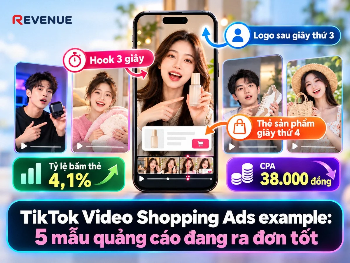TikTok Video Shopping Ads example: 5 mẫu quảng cáo đang ra đơn tốt với công thức hook 3 giây, chứng minh lợi ích, xử lý phản đối, kêu gọi hành động