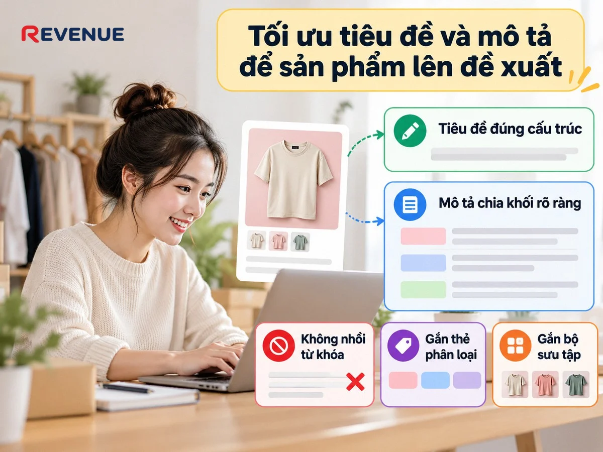 Tối ưu tiêu đề và mô tả để sản phẩm lên đề xuất, sản phẩm được duyệt chưa đủ