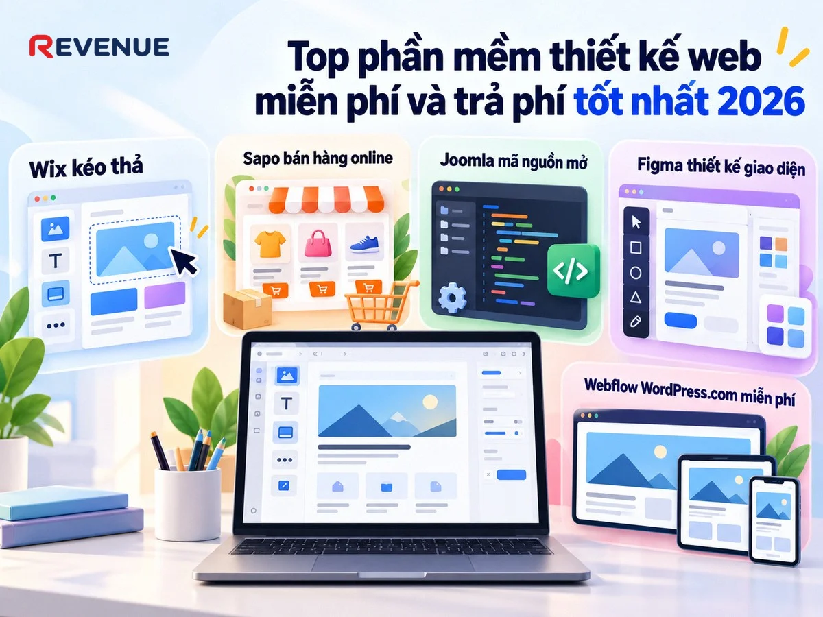 Top phần mềm thiết kế web miễn phí và trả phí tốt nhất 2026 với Wix kéo thả phổ biến