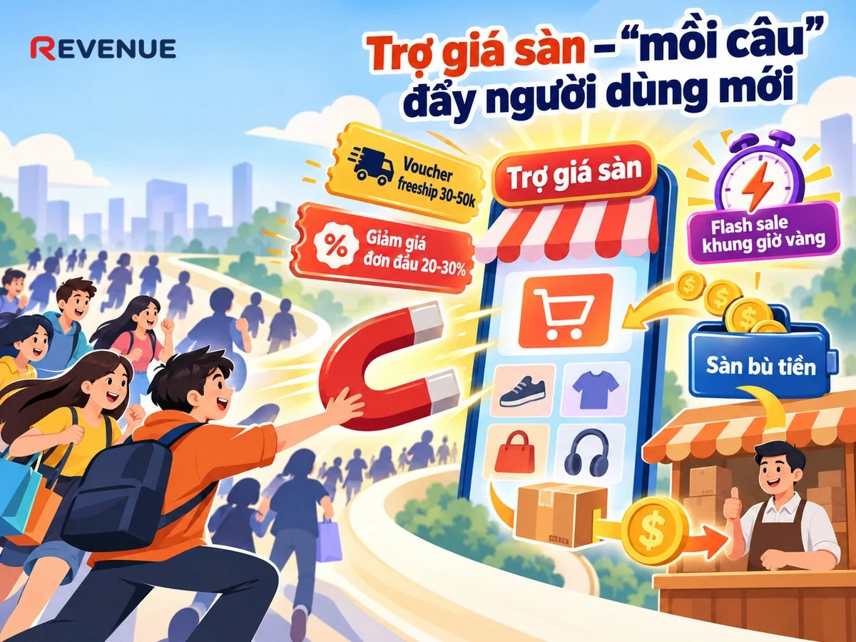 Trợ giá sàn – “mồi câu” đẩy người dùng mới với voucher freeship 30-50k